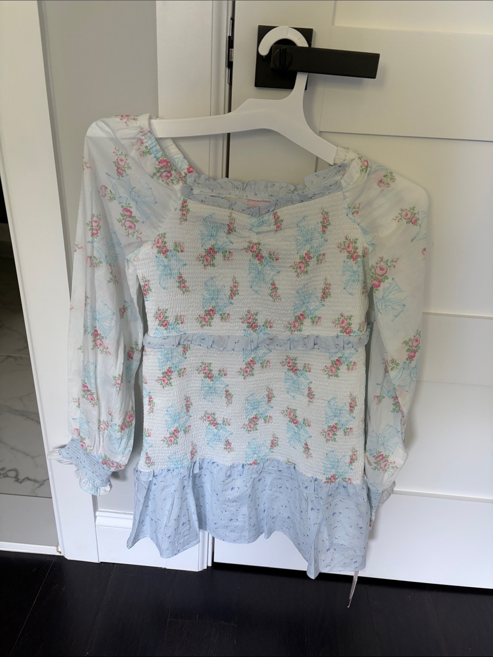 LoveShackFancy x Target Juliet Ribbon Floral Smocked Long Sleeve Dress Girls 16
